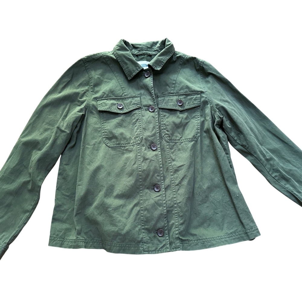 Old Navy wom Olive Green Long Sleeve Button Up Lightweight Utility Jacket Large